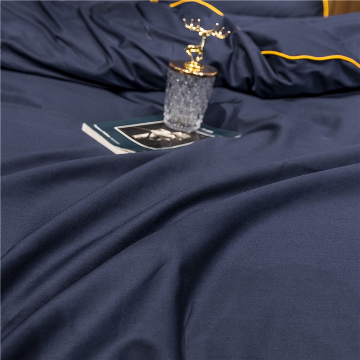 91家纺网 家纺一手货源 找家纺 小叮当家纺仓储工厂店 2025新款(热买家秀不断货)40s贡缎长绒棉纯棉字母款全棉四件套轻奢床上用品 亦凡蓝