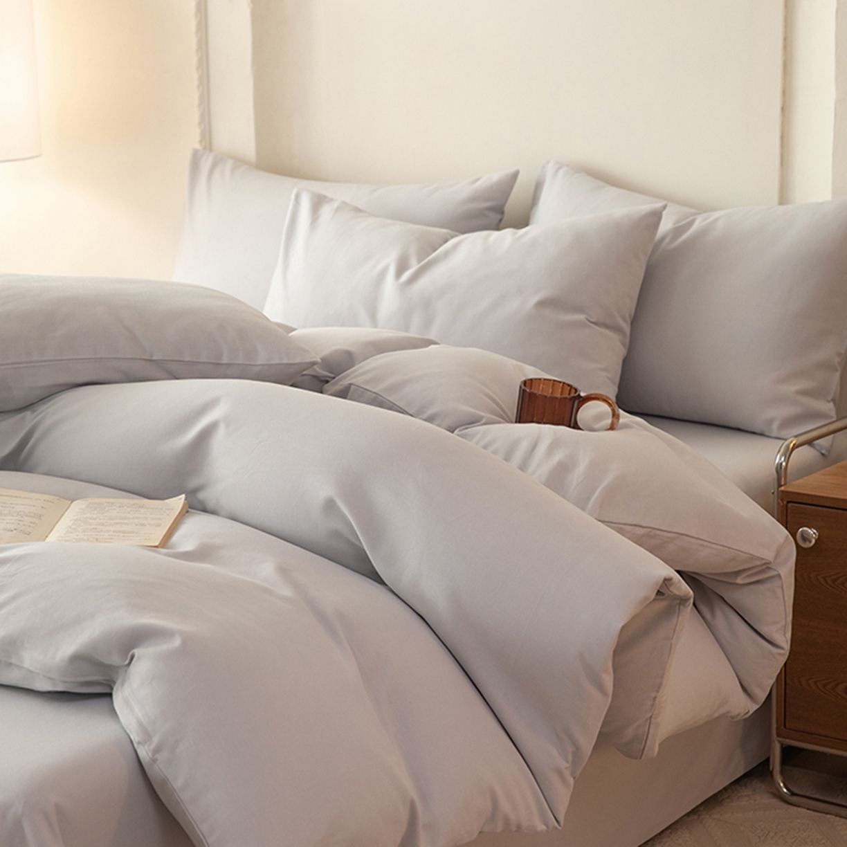 91家纺网 家纺一手货源 找家纺 八十八家纺 2025新款纯棉加厚磨毛四件套及单品系列-四件套 加厚银灰