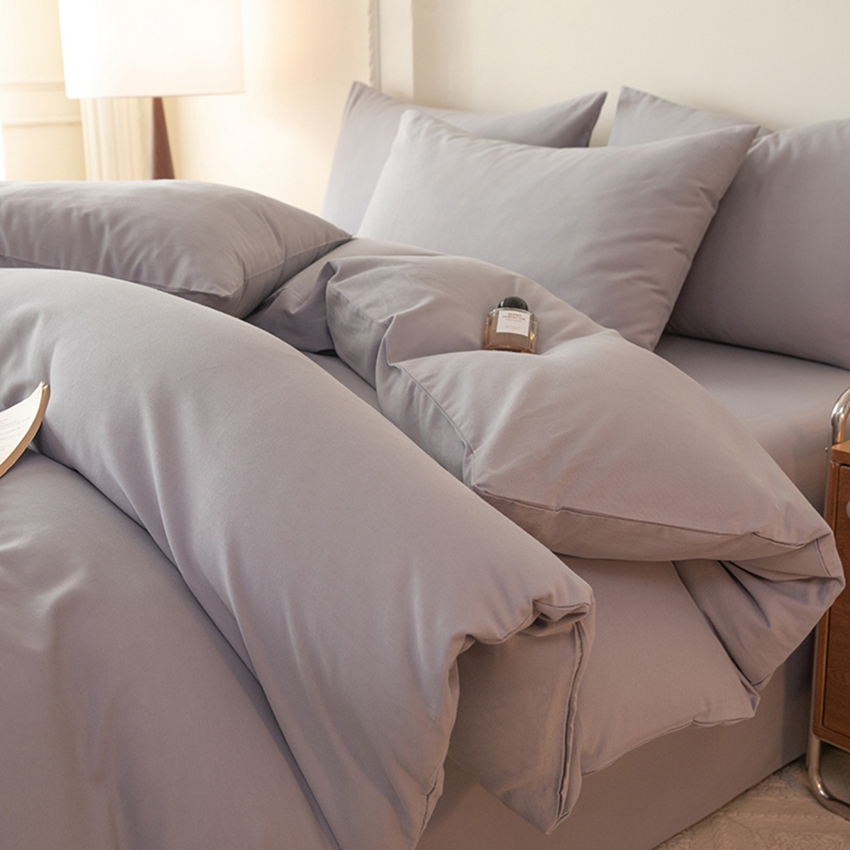 91家纺网 家纺一手货源 找家纺 八十八家纺 2025新款纯棉加厚磨毛四件套及单品系列-四件套 加厚中灰