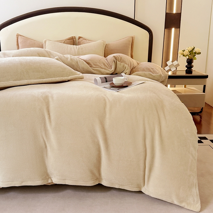 91家纺网 家纺一手货源 找家纺 家贝爱 2025新款高克重石墨烯牛奶绒四件套 暖梦-浅咖