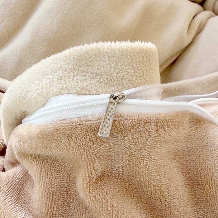 91家纺网 家纺一手货源 找家纺 家贝爱 2025新款高克重石墨烯牛奶绒四件套 暖梦-浅咖