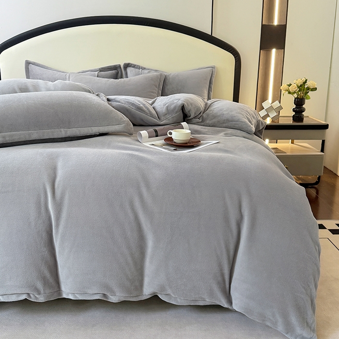 91家纺网 家纺一手货源 找家纺 家贝爱 2025新款高克重石墨烯牛奶绒四件套 暖梦-深灰