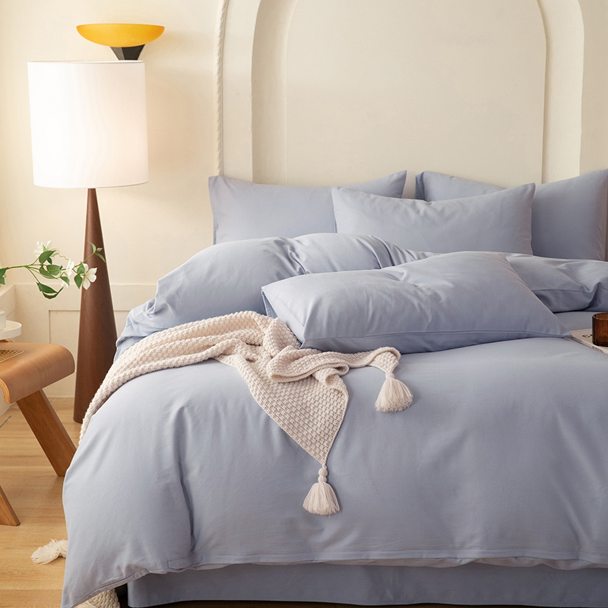 91家纺网 家纺一手货源 找家纺 八十八家纺 2025新款纯棉加厚磨毛四件套及单品系列-四件套 加厚天蓝