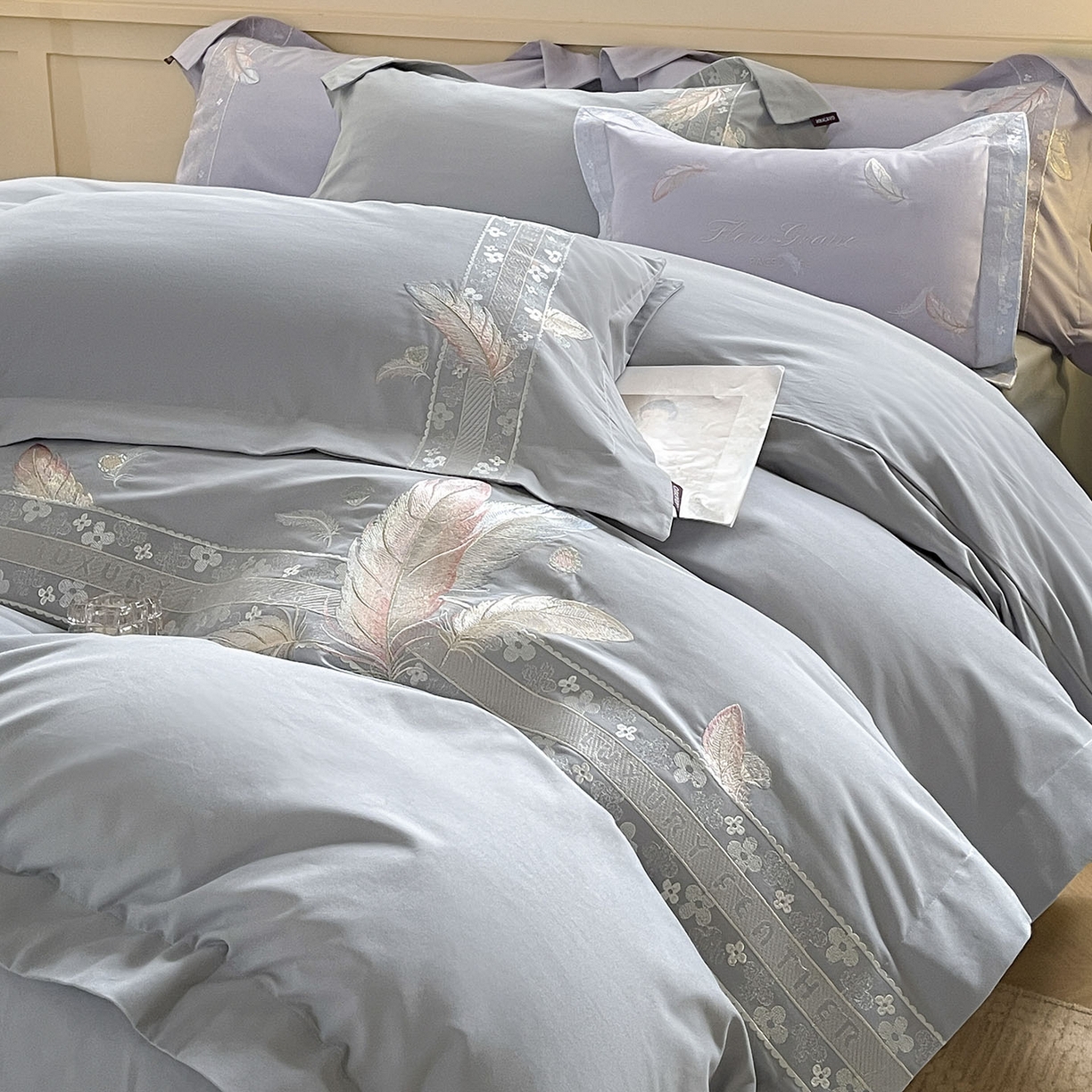 91家纺网 家纺一手货源 找家纺 （总）2025秋冬新品A类加厚保暖全棉磨毛四件套纯棉被套重工刺绣轻奢床笠款直播热款床上用品