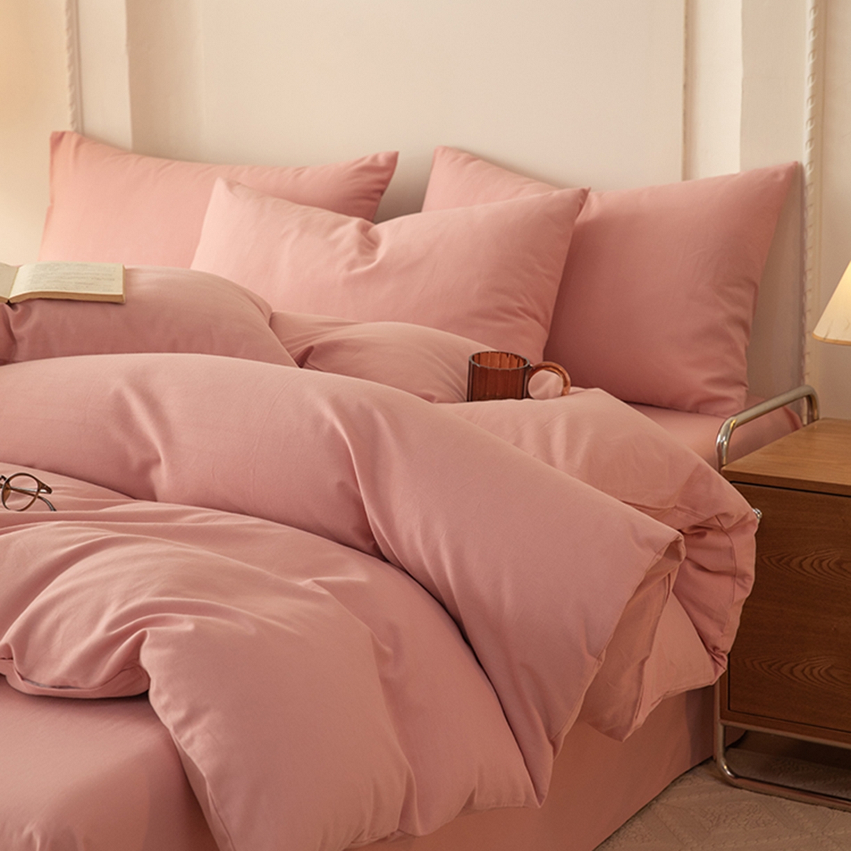 91家纺网 家纺一手货源 找家纺 八十八家纺 2025新款纯棉加厚磨毛四件套及单品系列-四件套 加厚红豆