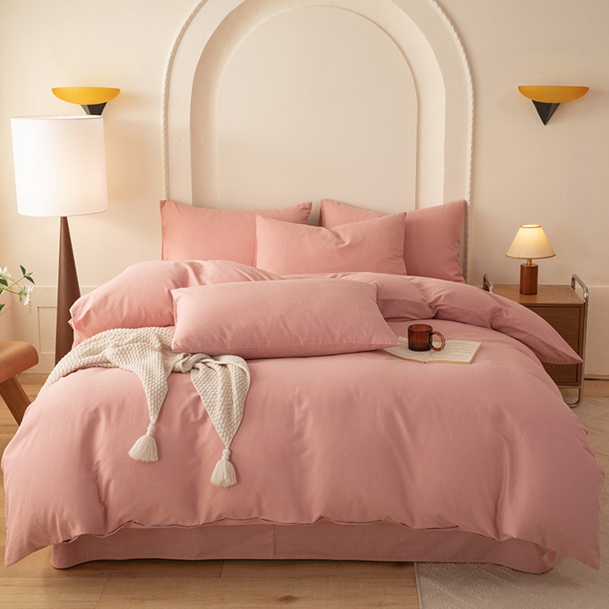 91家纺网 家纺一手货源 找家纺 八十八家纺 2025新款纯棉加厚磨毛四件套及单品系列-四件套 加厚红豆