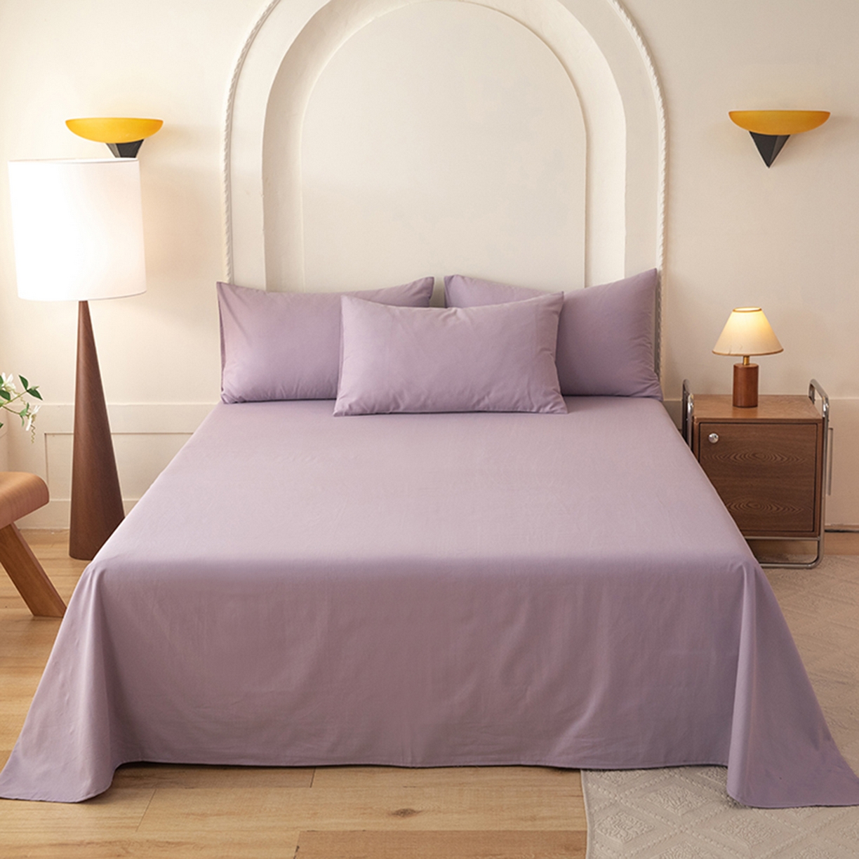 91家纺网 家纺一手货源 找家纺 八十八家纺 2025新款纯棉加厚磨毛四件套及单品系列-四件套 加厚浅紫