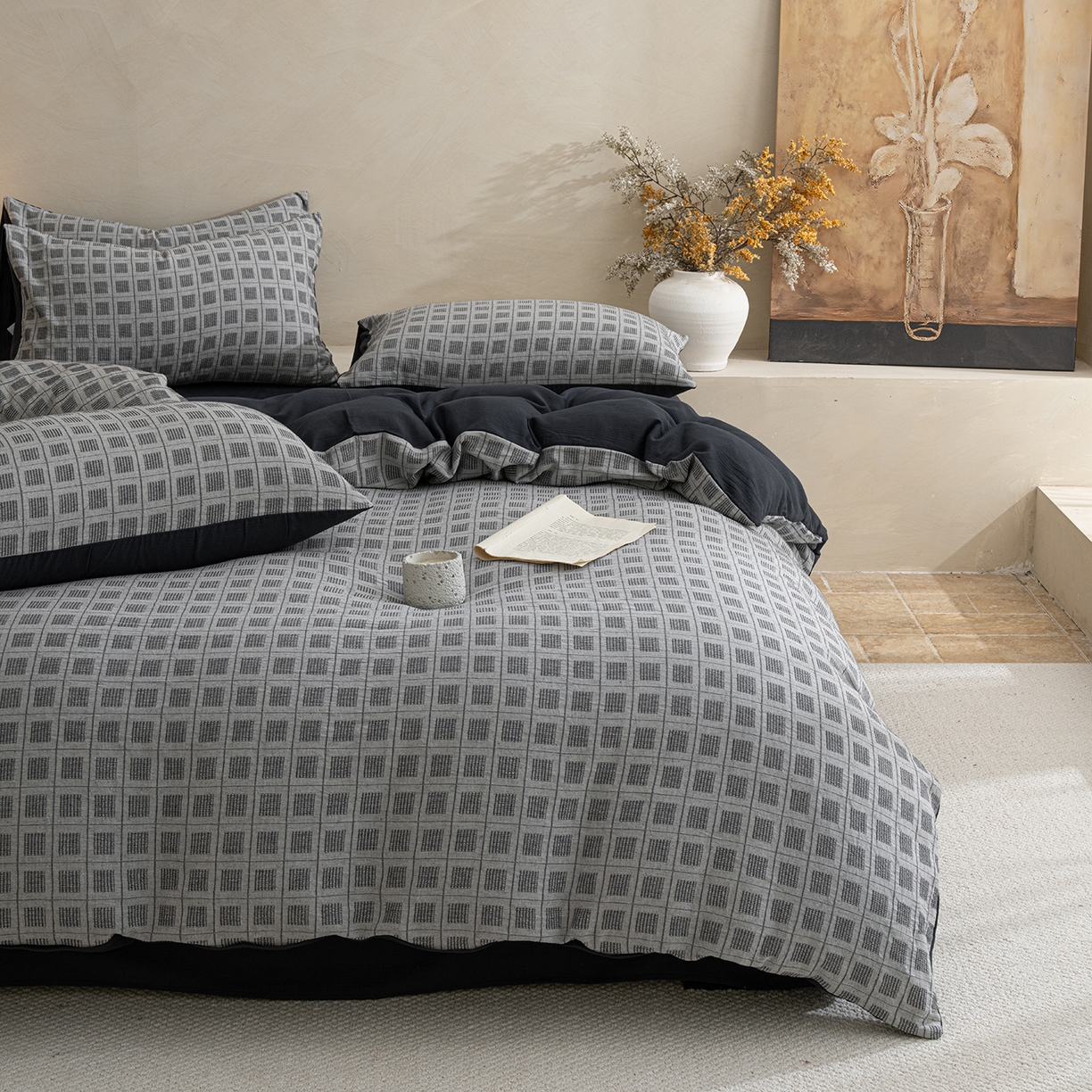 91家纺网 家纺一手货源 找家纺 小叮当家纺仓储工厂店 2025新款秋冬(热买家秀不断货)亲肤舒适棉麻提花全棉纯棉磨毛四件套禾屿禾屿系列 禾屿-兰