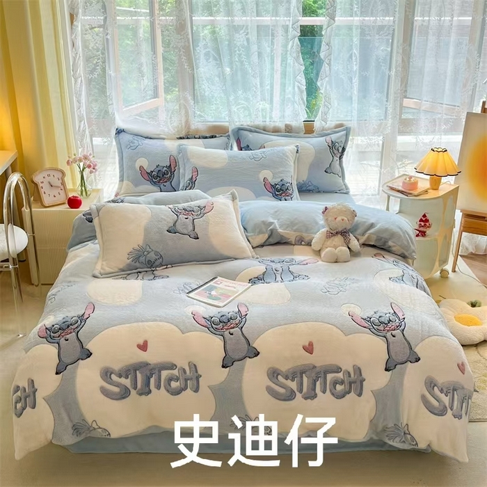 91家纺网 家纺一手货源 找家纺 （总）义博家纺 2025新款雪花绒印花四件套