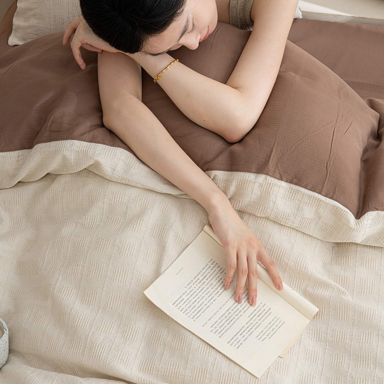 91家纺网 家纺一手货源 找家纺 小叮当家纺仓储工厂店 2025新款秋冬(热买家秀不断货)亲肤舒适棉麻提花全棉纯棉磨毛四件套禾屿禾屿系列 禾屿·米