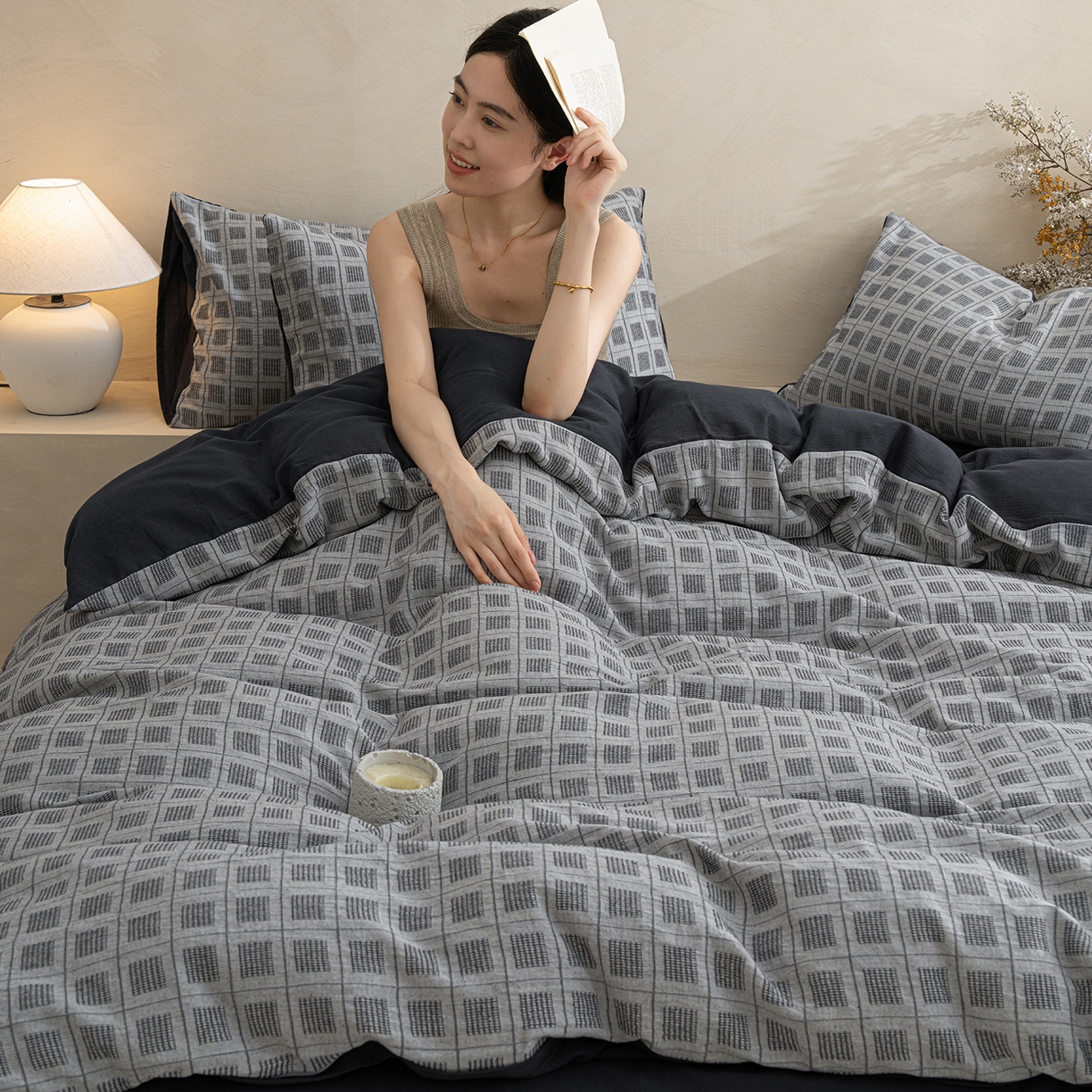 91家纺网 家纺一手货源 找家纺 小叮当家纺仓储工厂店 2025新款秋冬(热买家秀不断货)亲肤舒适棉麻提花全棉纯棉磨毛四件套禾屿禾屿系列 禾屿-兰