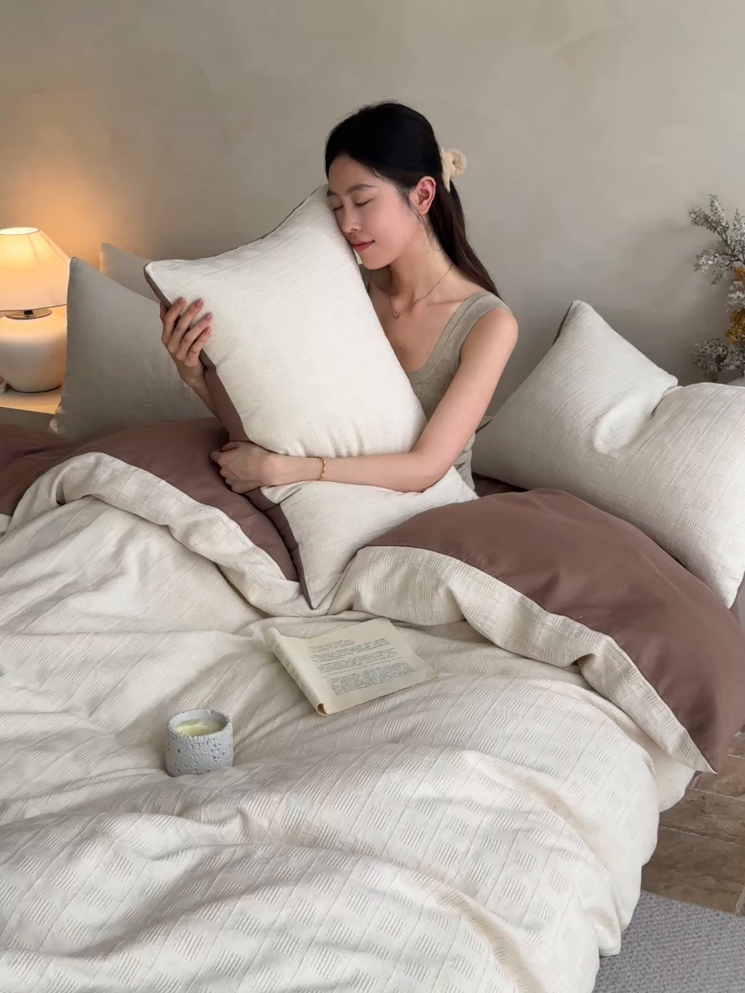 91家纺网 家纺一手货源 找家纺 小叮当家纺仓储工厂店 2025新款秋冬(热买家秀不断货)亲肤舒适棉麻提花全棉纯棉磨毛四件套禾屿禾屿系列 禾屿·米