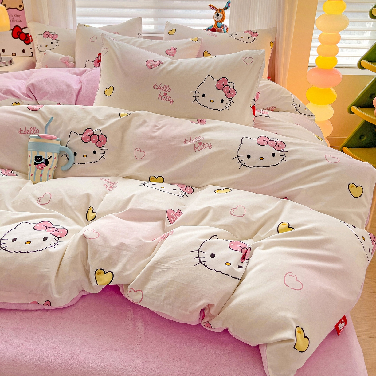 91家纺网 家纺一手货源 找家纺 朵希曼 2026新款棉绒卡通三丽鸥棉加绒印花系列四件套 可爱凯蒂