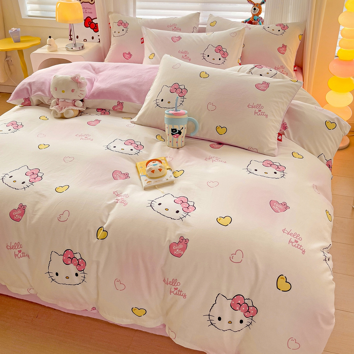 91家纺网 家纺一手货源 找家纺 朵希曼 2026新款棉绒卡通三丽鸥棉加绒印花系列四件套 可爱凯蒂