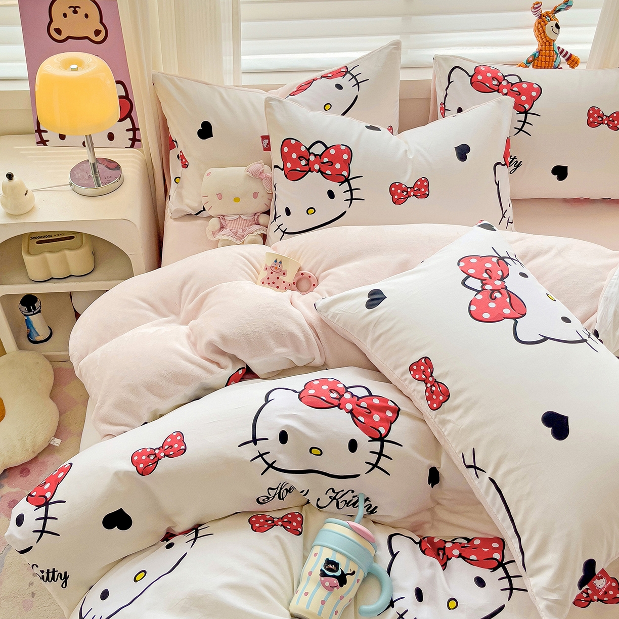 91家纺网 家纺一手货源 找家纺 （总）朵希曼 2025新款棉绒卡通三丽鸥棉加绒印花系列四件套