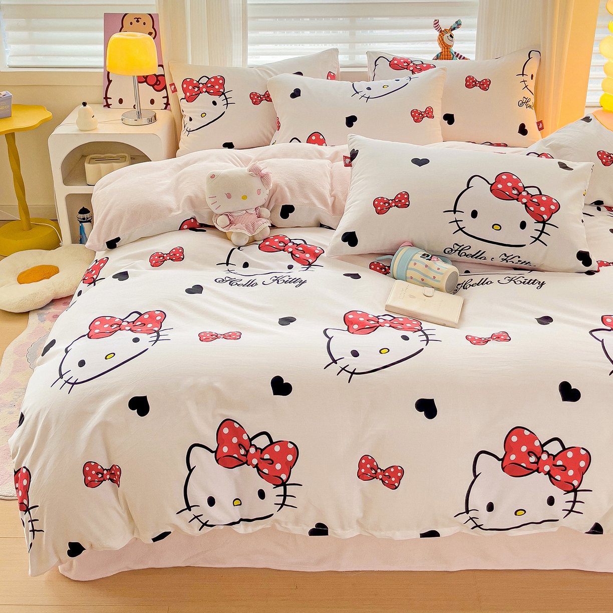 91家纺网 家纺一手货源 找家纺 （总）朵希曼 2025新款棉绒卡通三丽鸥棉加绒印花系列四件套