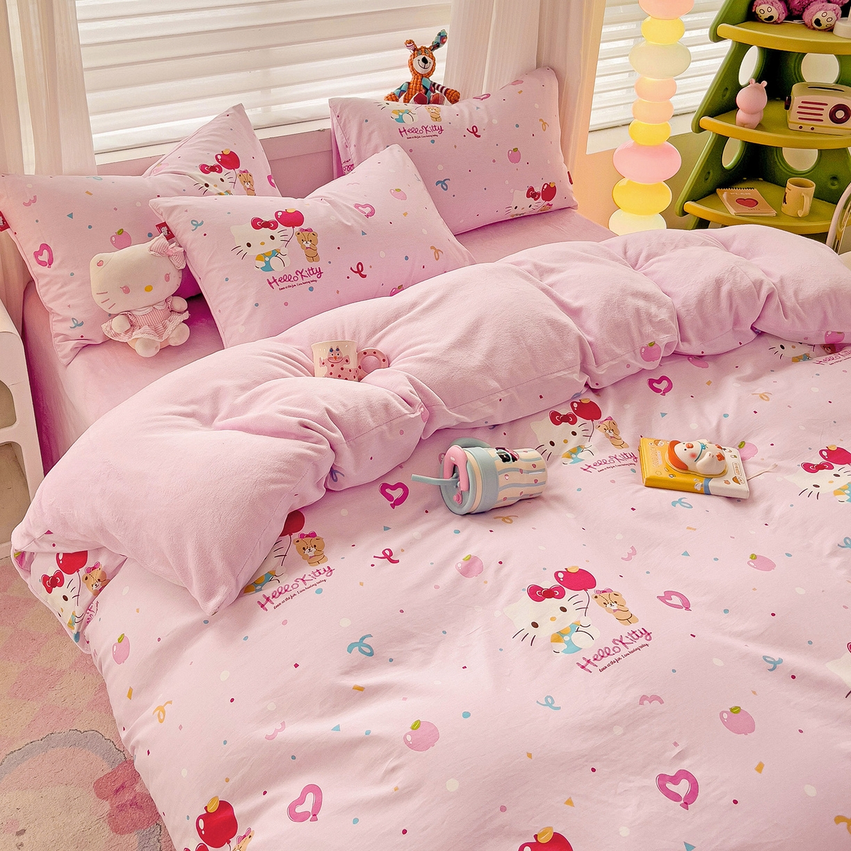 91家纺网 家纺一手货源 找家纺 朵希曼 2026新款棉绒卡通三丽鸥棉加绒印花系列四件套 小熊凯蒂