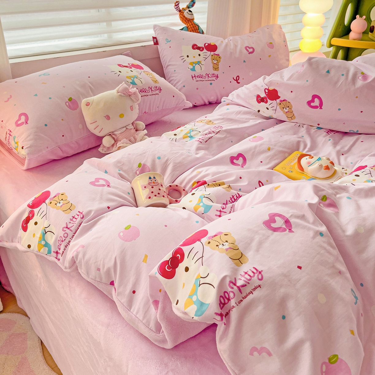 91家纺网 家纺一手货源 找家纺 朵希曼 2026新款棉绒卡通三丽鸥棉加绒印花系列四件套 小熊凯蒂