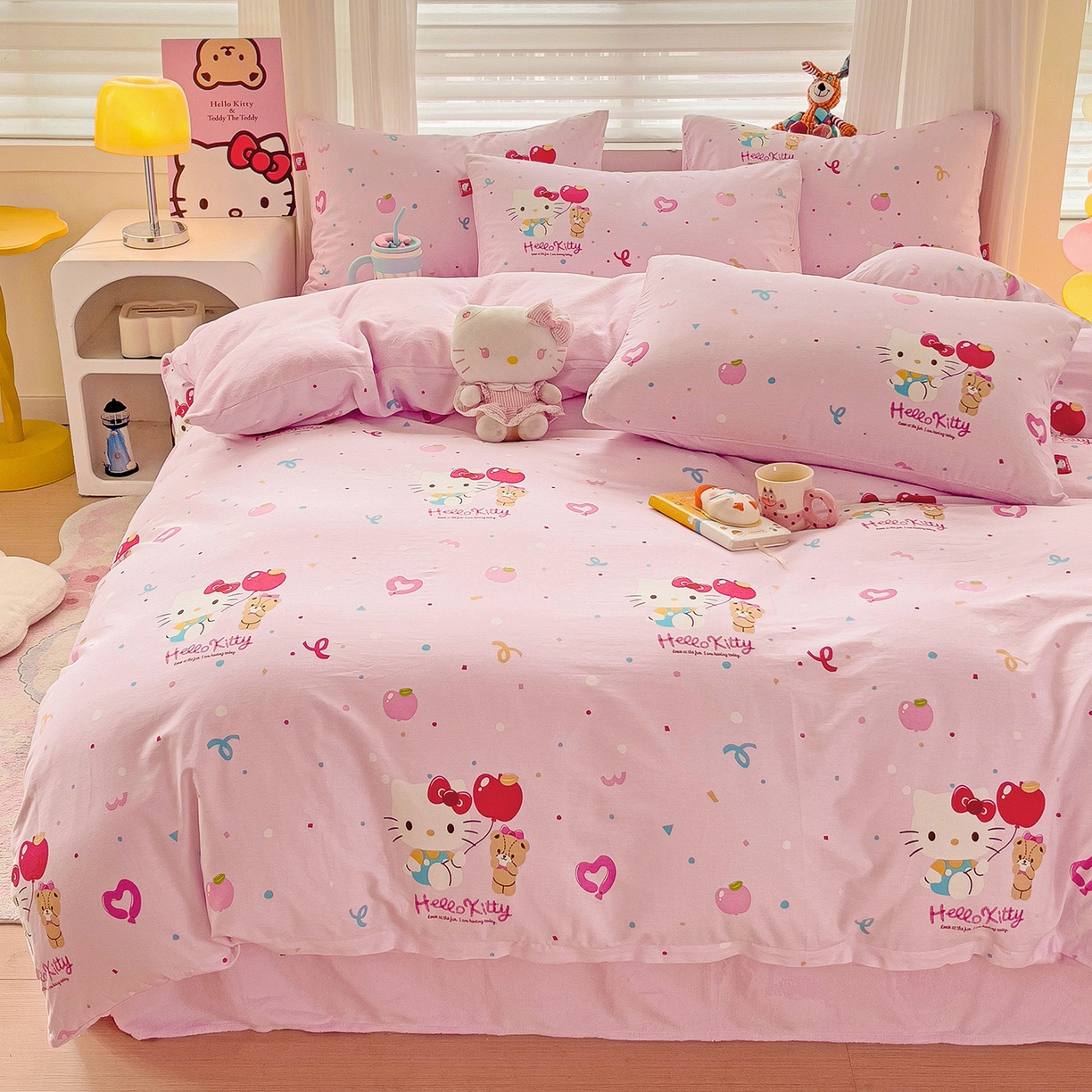 91家纺网 家纺一手货源 找家纺 朵希曼 2026新款棉绒卡通三丽鸥棉加绒印花系列四件套 小熊凯蒂