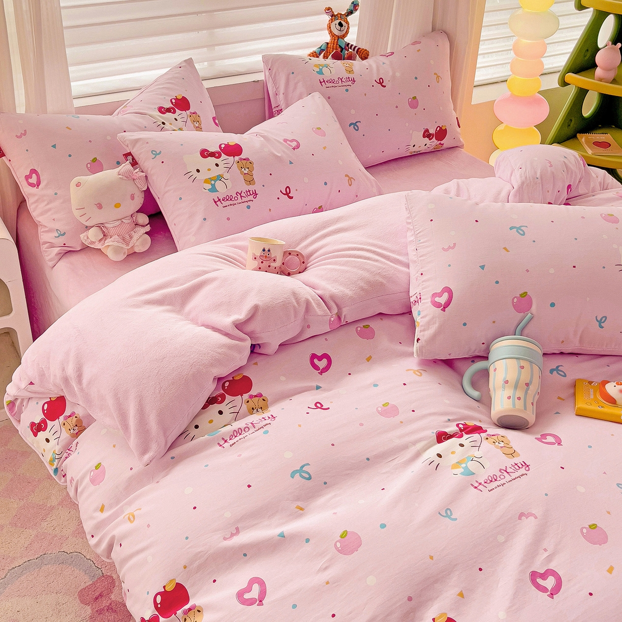 91家纺网 家纺一手货源 找家纺 朵希曼 2026新款棉绒卡通三丽鸥棉加绒印花系列四件套 小熊凯蒂