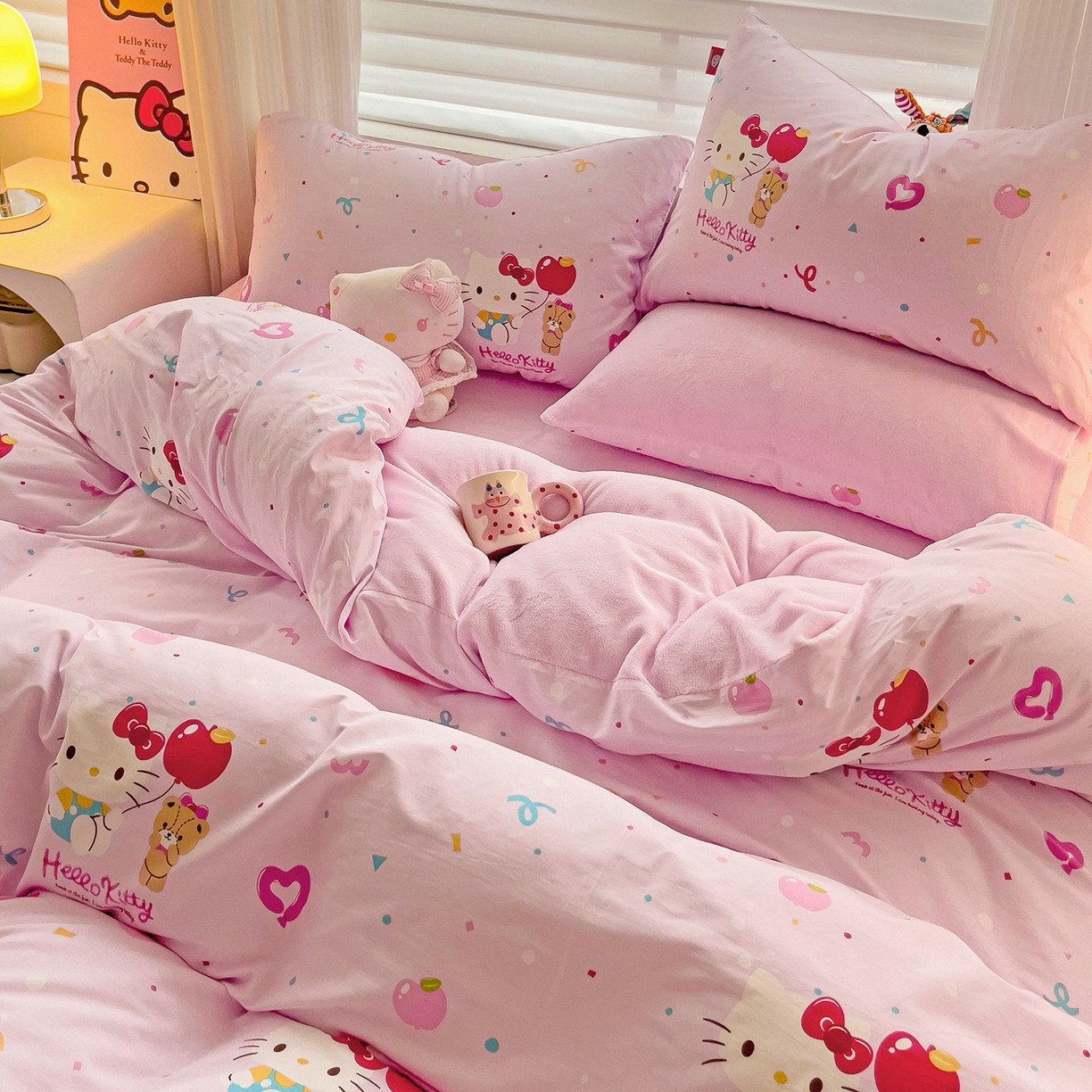 91家纺网 家纺一手货源 找家纺 朵希曼 2026新款棉绒卡通三丽鸥棉加绒印花系列四件套 小熊凯蒂