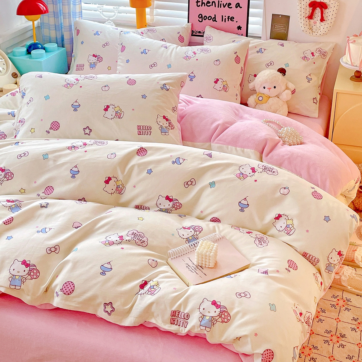 91家纺网 家纺一手货源 找家纺 朵希曼 2026新款棉绒卡通三丽鸥棉加绒印花系列四件套 甜甜凯蒂