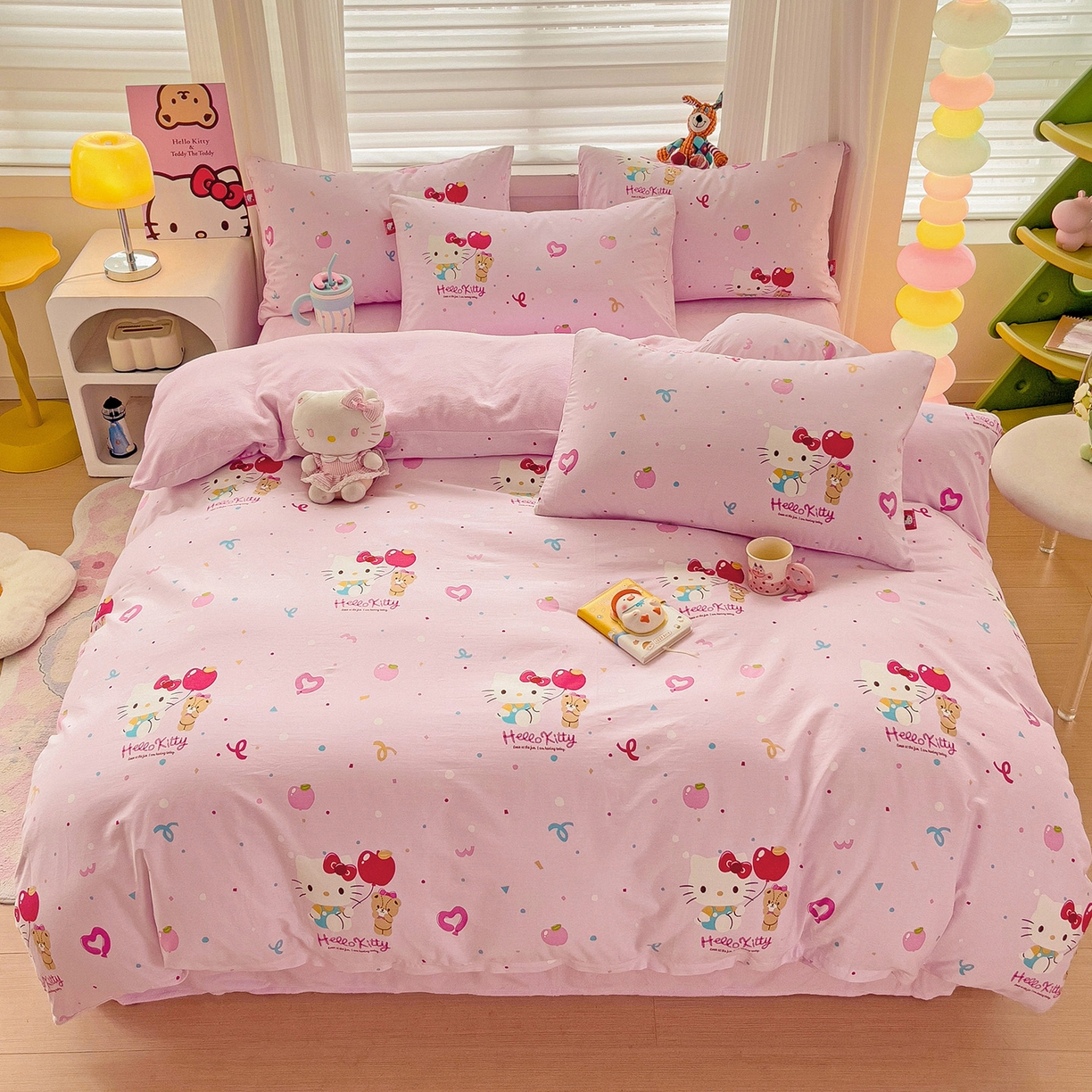 朵希曼 2026新款棉绒卡通三丽鸥棉加绒印花系列四件套 小熊凯蒂