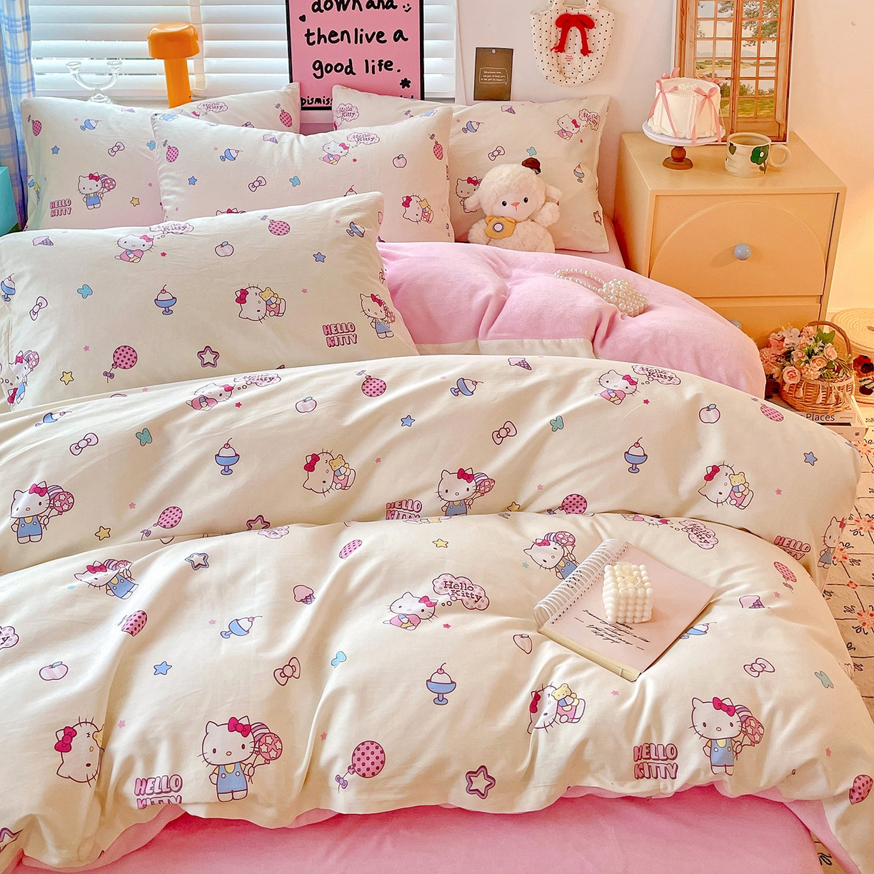 91家纺网 家纺一手货源 找家纺 朵希曼 2026新款棉绒卡通三丽鸥棉加绒印花系列四件套 甜甜凯蒂