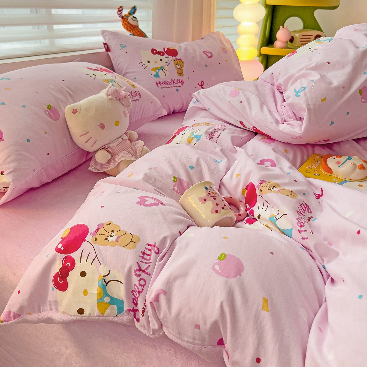 91家纺网 家纺一手货源 找家纺 朵希曼 2026新款棉绒卡通三丽鸥棉加绒印花系列四件套 小熊凯蒂