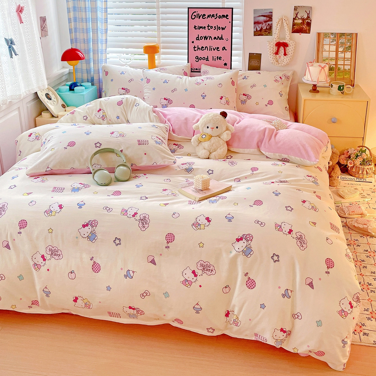 91家纺网 家纺一手货源 找家纺 朵希曼 2026新款棉绒卡通三丽鸥棉加绒印花系列四件套 甜甜凯蒂