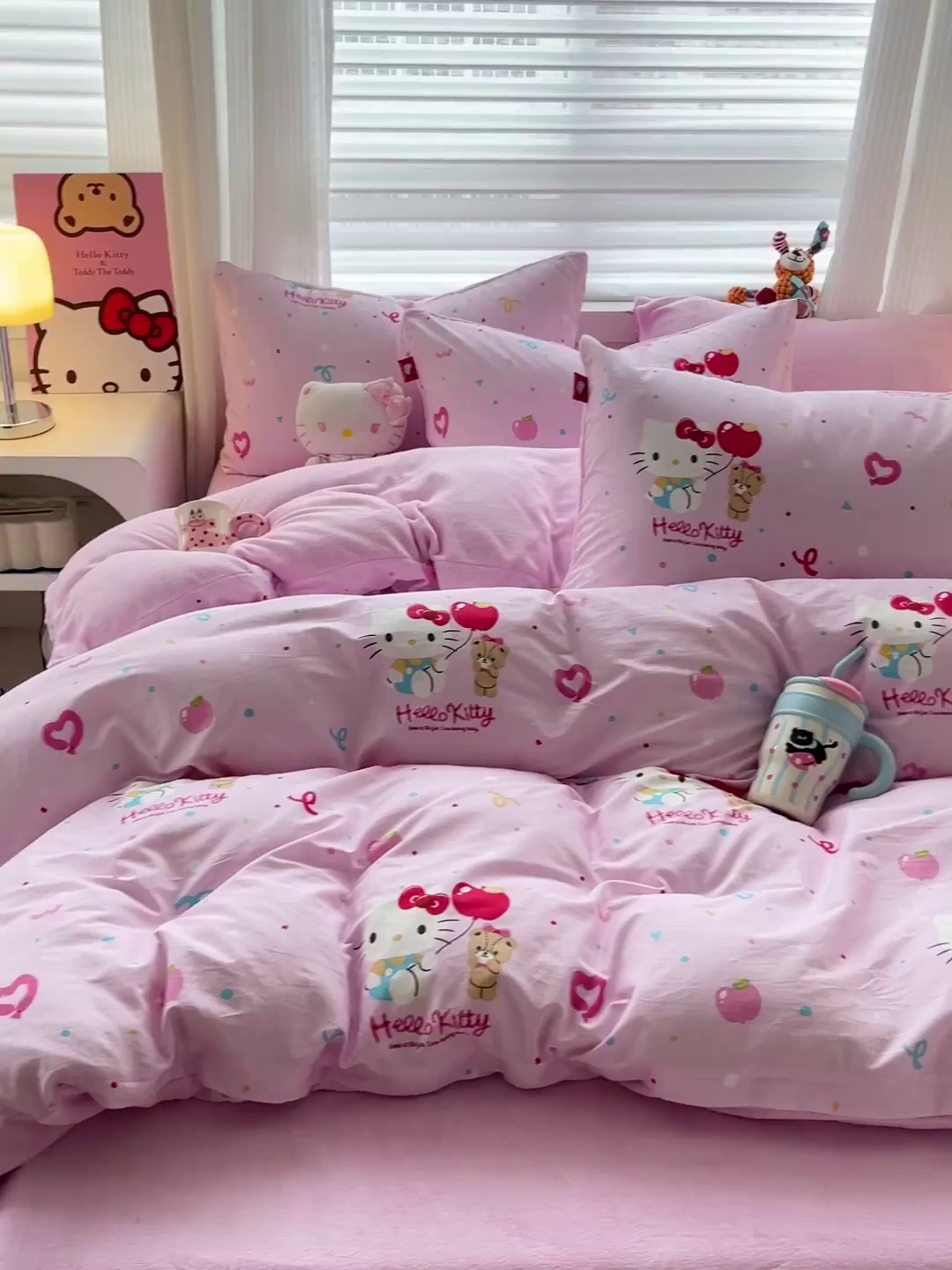 91家纺网 家纺一手货源 找家纺 朵希曼 2026新款棉绒卡通三丽鸥棉加绒印花系列四件套 小熊凯蒂