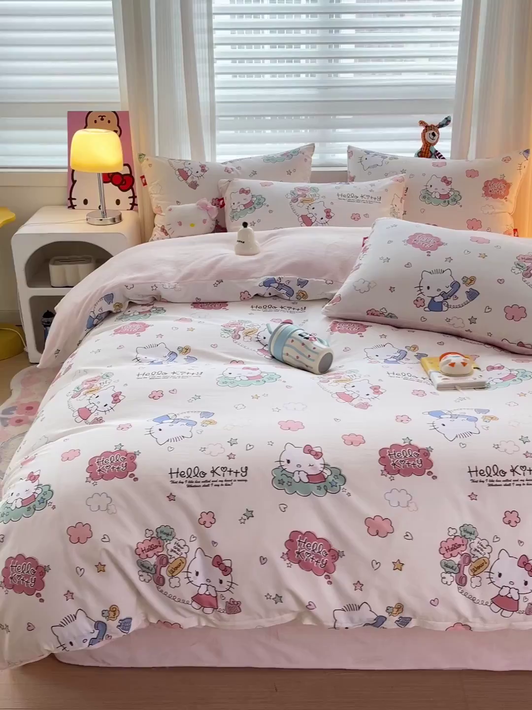 91家纺网 家纺一手货源 找家纺 朵希曼 2026新款棉绒卡通三丽鸥棉加绒印花系列四件套 星空凯蒂