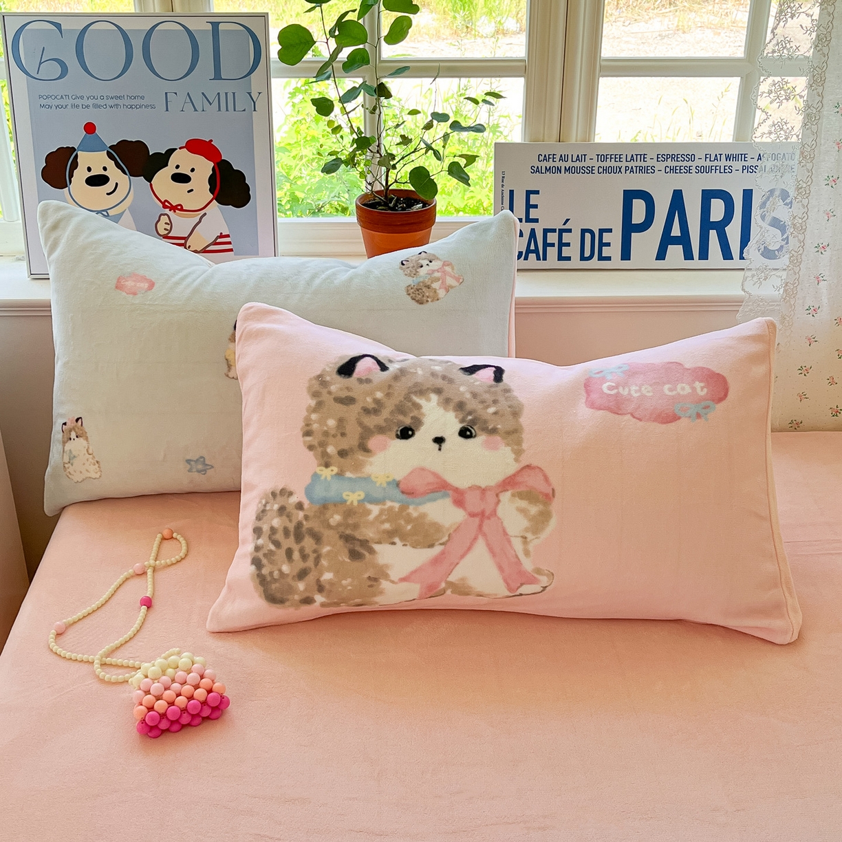 91家纺网 家纺一手货源 找家纺 如一 2025新款高克重卡通印花牛奶绒四件套第二批 娇气猫