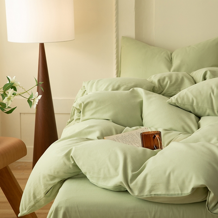 91家纺网 家纺一手货源 找家纺 八十八家纺 2025新款纯棉加厚磨毛四件套及单品系列-单被套 加厚果绿