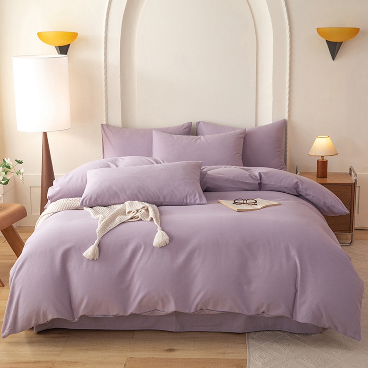 91家纺网 家纺一手货源 找家纺 八十八家纺 2025新款纯棉加厚磨毛四件套及单品系列-单被套 加厚浅紫
