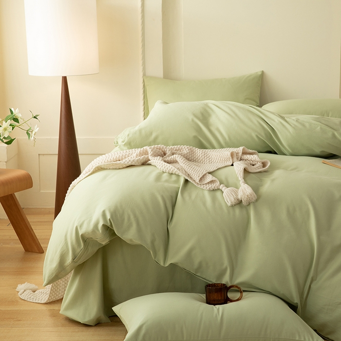 91家纺网 家纺一手货源 找家纺 八十八家纺 2025新款纯棉加厚磨毛四件套及单品系列-单被套 加厚果绿