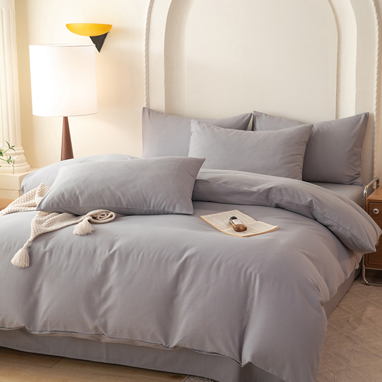 91家纺网 家纺一手货源 找家纺 八十八家纺 2025新款纯棉加厚磨毛四件套及单品系列-单被套 加厚中灰