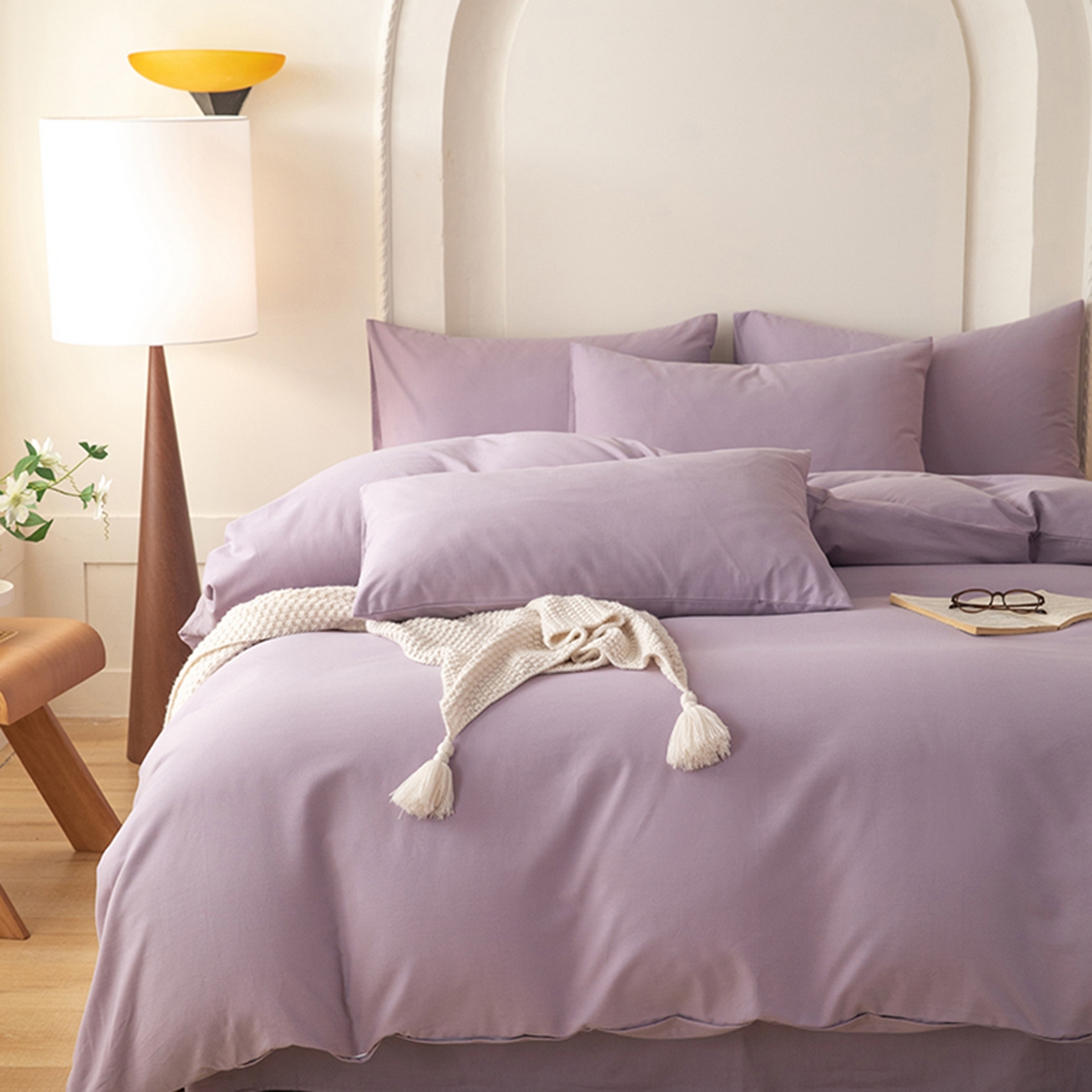 91家纺网 家纺一手货源 找家纺 八十八家纺 2025新款纯棉加厚磨毛四件套及单品系列-单被套 加厚浅紫