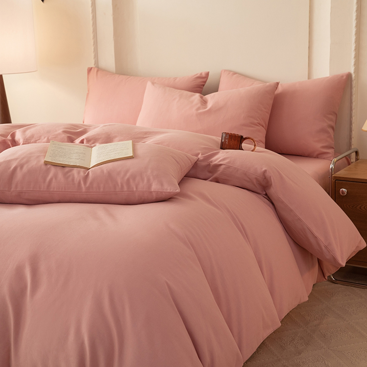 91家纺网 家纺一手货源 找家纺 八十八家纺 2025新款纯棉加厚磨毛四件套及单品系列-单被套 加厚红豆