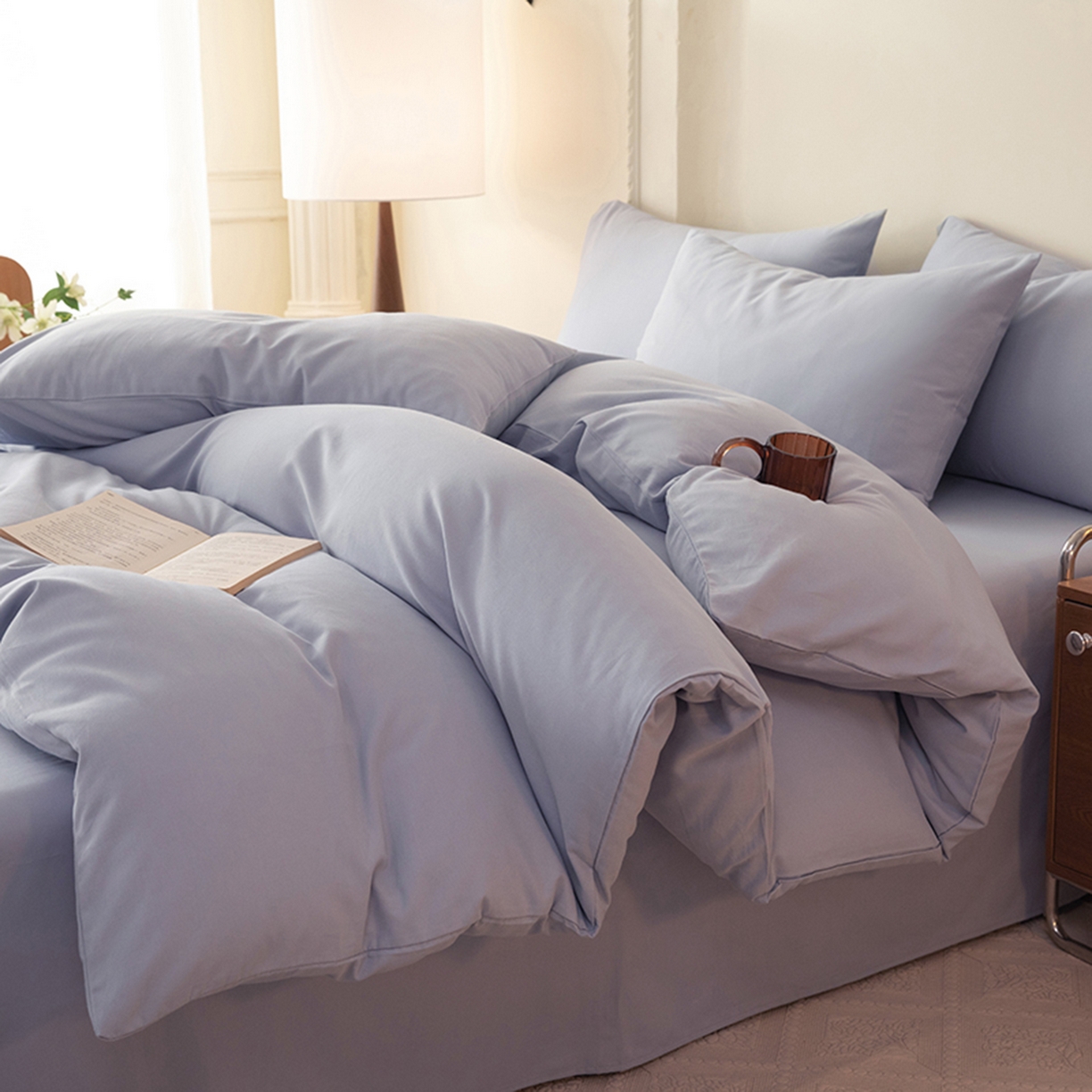 91家纺网 家纺一手货源 找家纺 八十八家纺 2025新款纯棉加厚磨毛四件套及单品系列-单被套 加厚天蓝