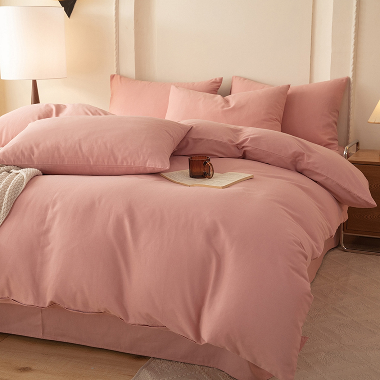 91家纺网 家纺一手货源 找家纺 八十八家纺 2025新款纯棉加厚磨毛四件套及单品系列-单被套 加厚红豆