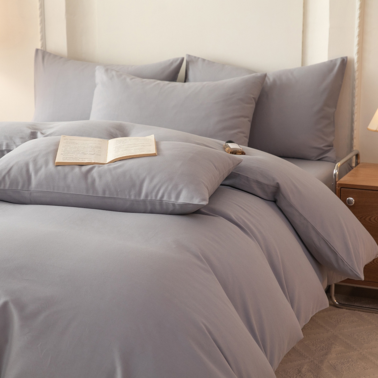 91家纺网 家纺一手货源 找家纺 八十八家纺 2025新款纯棉加厚磨毛四件套及单品系列-单被套 加厚中灰