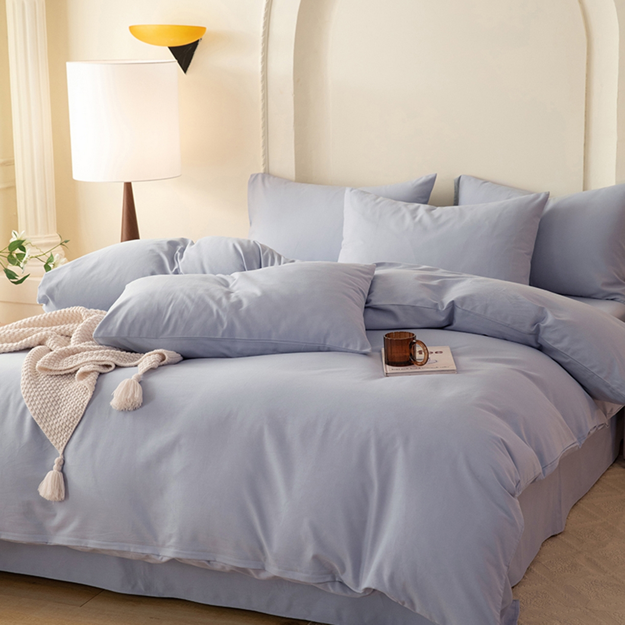 91家纺网 家纺一手货源 找家纺 八十八家纺 2025新款纯棉加厚磨毛四件套及单品系列-单被套 加厚天蓝