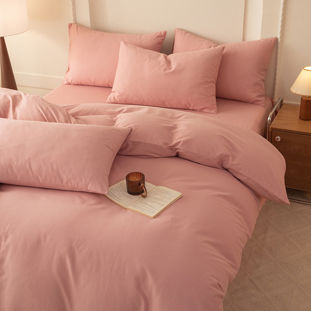 91家纺网 家纺一手货源 找家纺 八十八家纺 2025新款纯棉加厚磨毛四件套及单品系列-单被套 加厚红豆