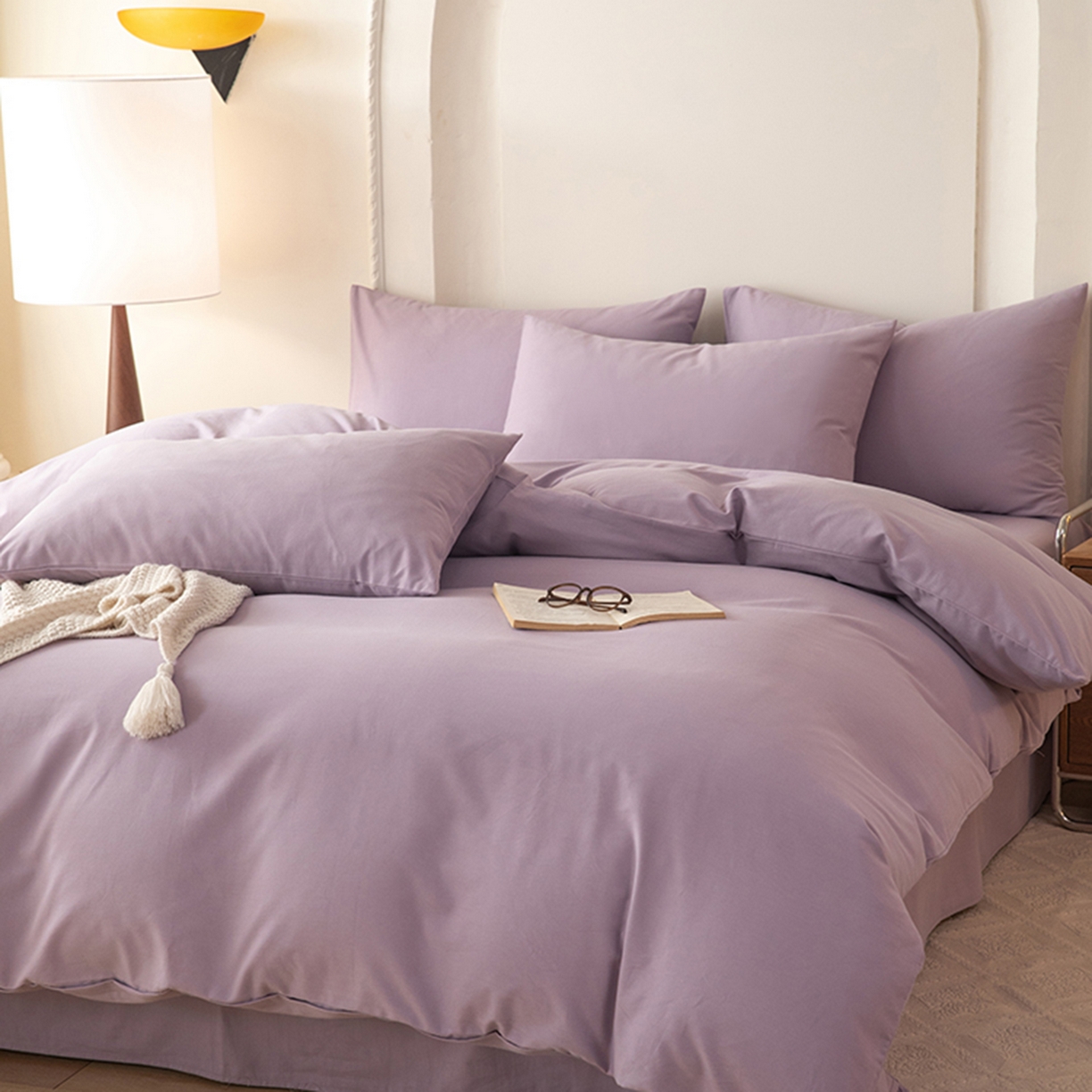 91家纺网 家纺一手货源 找家纺 八十八家纺 2025新款纯棉加厚磨毛四件套及单品系列-单被套 加厚浅紫