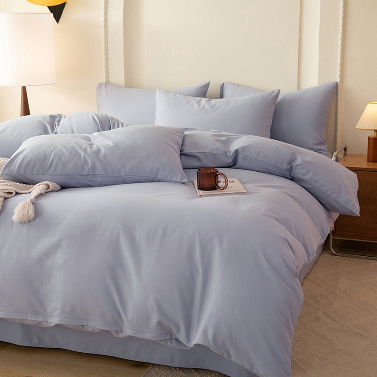 91家纺网 家纺一手货源 找家纺 八十八家纺 2025新款纯棉加厚磨毛四件套及单品系列-单被套 加厚天蓝