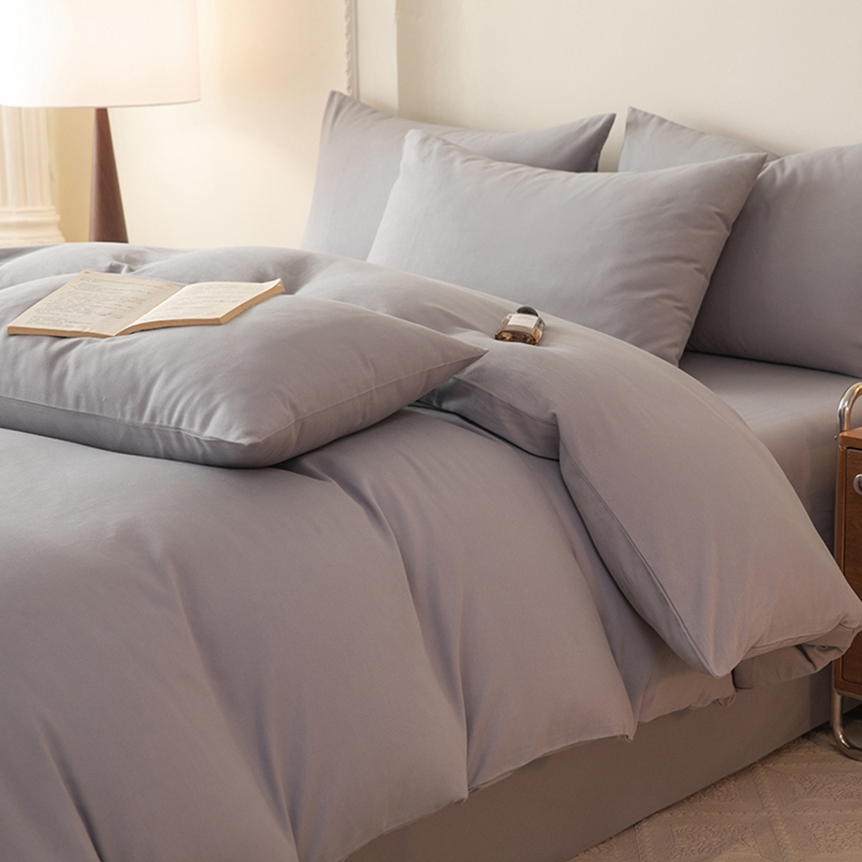 91家纺网 家纺一手货源 找家纺 八十八家纺 2025新款纯棉加厚磨毛四件套及单品系列-单被套 加厚中灰