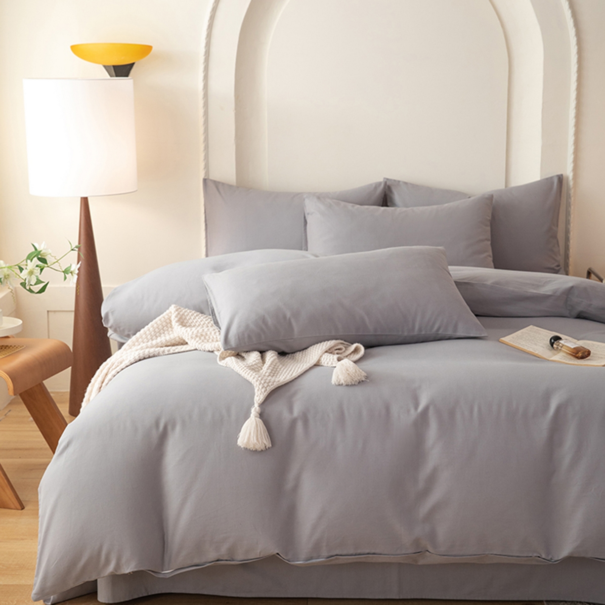 91家纺网 家纺一手货源 找家纺 八十八家纺 2025新款纯棉加厚磨毛四件套及单品系列-单被套 加厚中灰