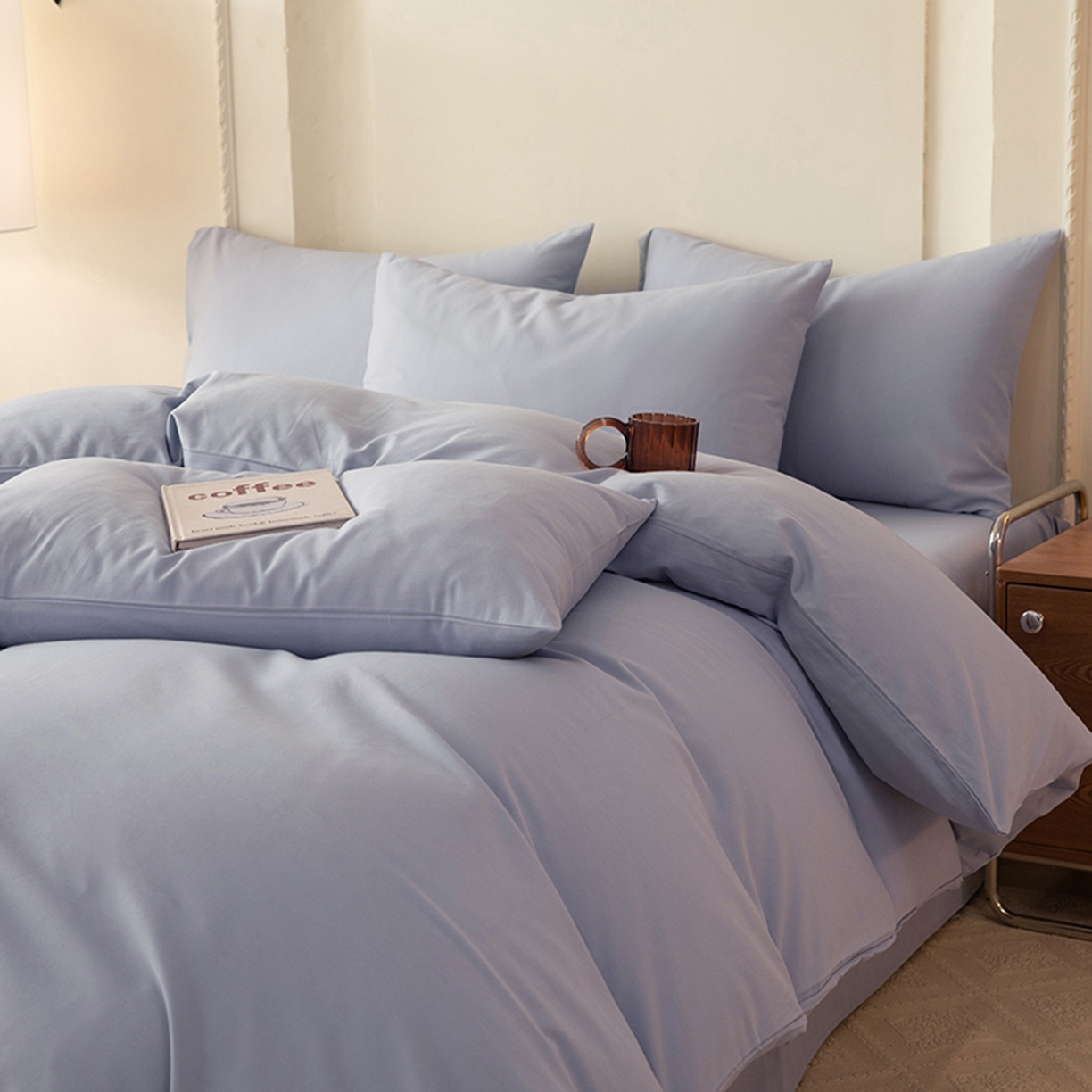 91家纺网 家纺一手货源 找家纺 八十八家纺 2025新款纯棉加厚磨毛四件套及单品系列-单被套 加厚天蓝