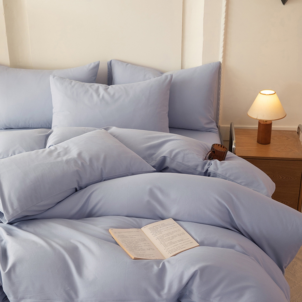 91家纺网 家纺一手货源 找家纺 八十八家纺 2025新款纯棉加厚磨毛四件套及单品系列-单被套 加厚天蓝